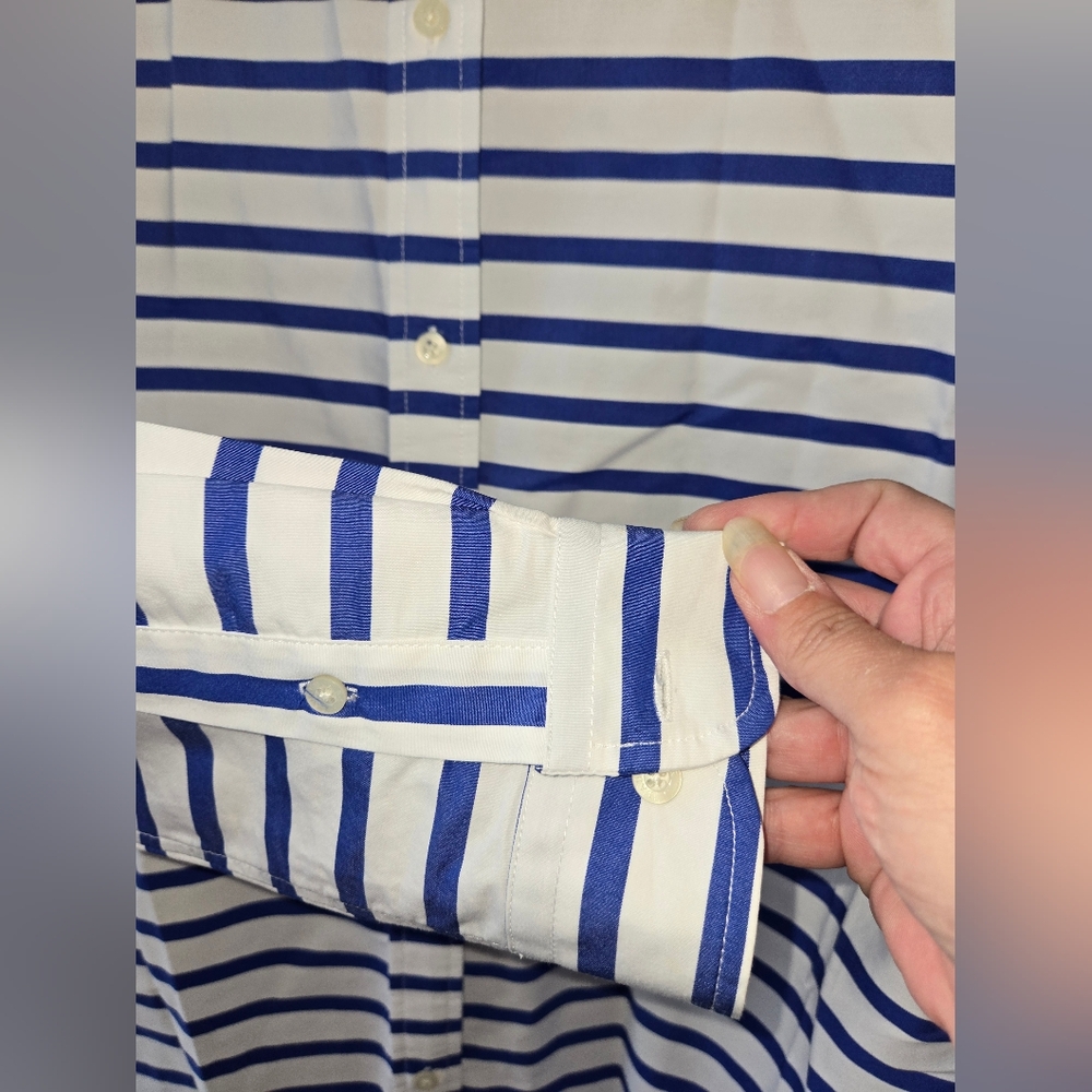 Women's Ralph Lauren Green Lable Blue and White Striped Shirt Size Large - Picture 5 of 12